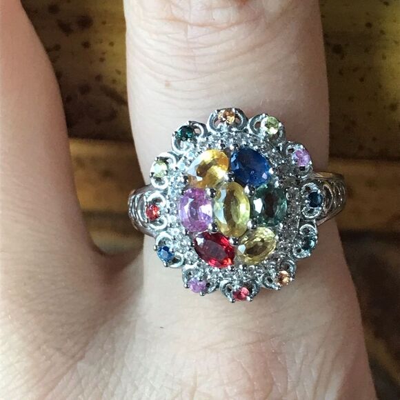 Multicolor Sapphire Sterling Silver Ring
